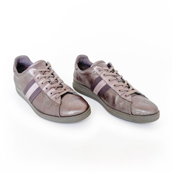 Gucci Ace GG Sneakers EU 38.5 US 8.5 Metallic Impreme Low Top Lace Up Web Stripe - Picture 1 of 13